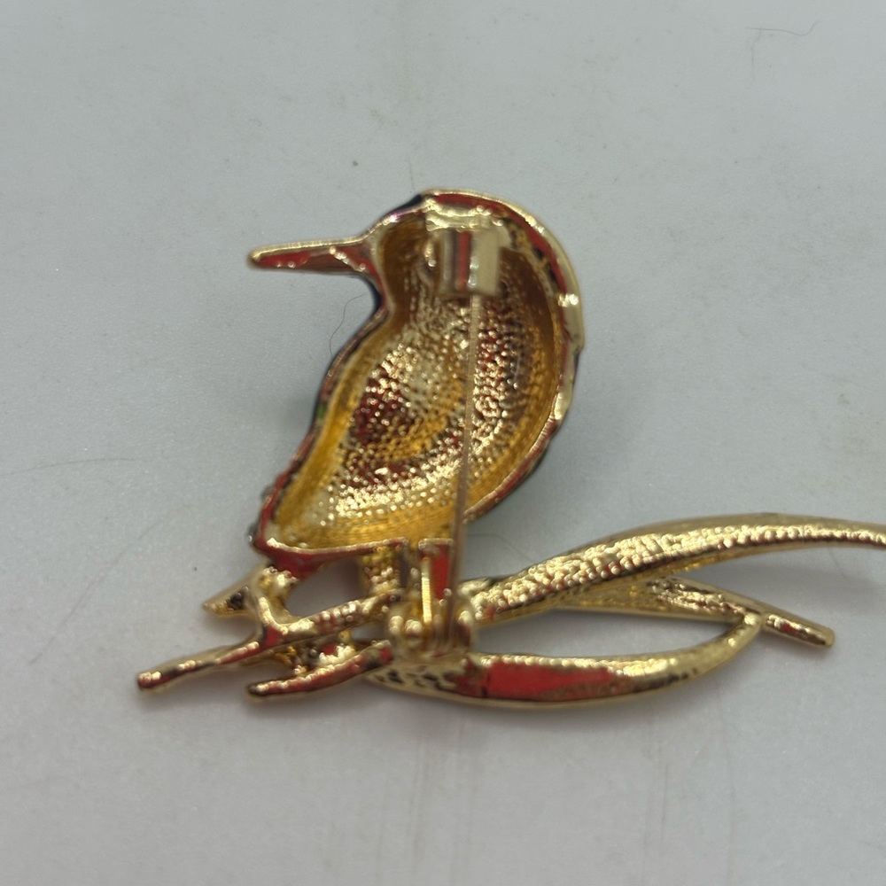 Colorful Bird Brooch with Rhinestones - Picture 4 of 6